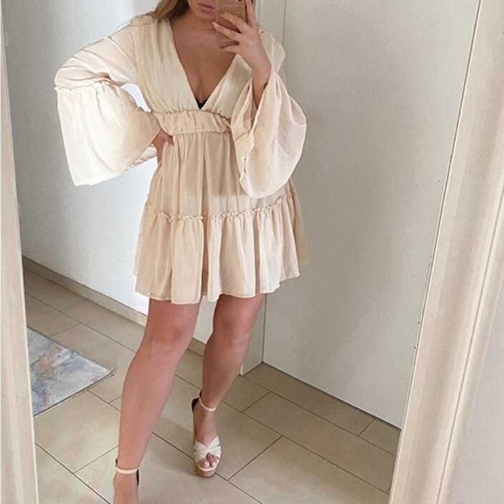 Plunging chiffon dress